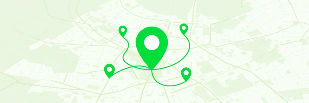 ZIP Code map illustration with a large green pin and route line on a light map